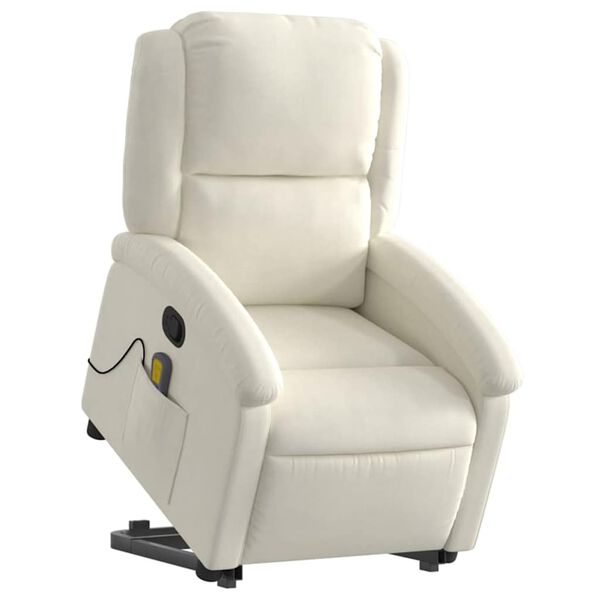 vidaXL Fauteuil de massage inclinable Crème Velours