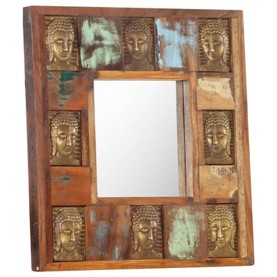 vidaXL Miroir avec revêtement Bouddha 50x50 cm Bois de récupération