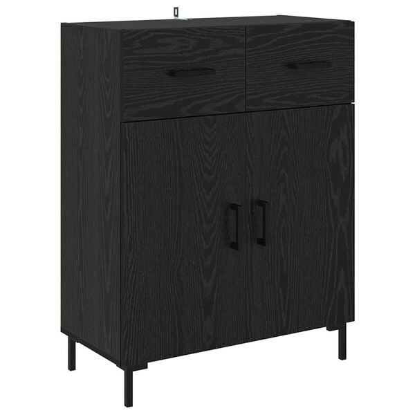 vidaXL Buffet Ch&ecirc;ne noir 69,5 x 34 x 90 cm Bois d'ing&eacute;nierie