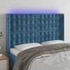 vidaXL T&ecirc;te de lit &agrave; LED Bleu fonc&eacute; 147x16x118/128 cm Velours