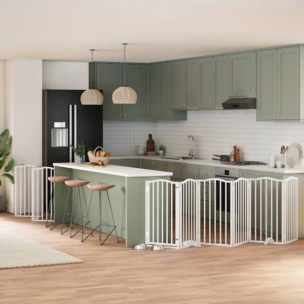 vidaXL Barri&egrave;re pour chien porte pliable 12 panneaux bois de peuplier