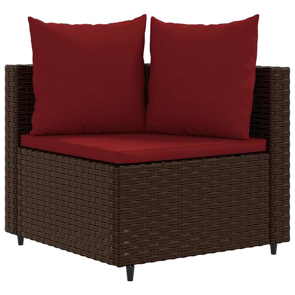vidaXL Salon de jardin avec coussins 3 pcs marron résine tressée