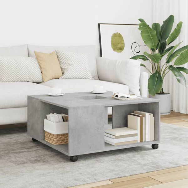 vidaXL Table basse gris b&eacute;ton 80x80x40 cm bois d'ing&eacute;nierie