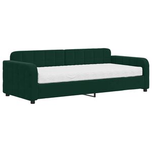 vidaXL Lit de jour avec matelas vert fonc&eacute; 90x200 cm velours