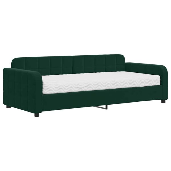 vidaXL Lit de jour avec matelas vert fonc&eacute; 90x200 cm velours
