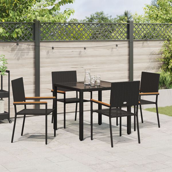 vidaXL Ensemble de salle à manger pour jardin 5 pcs Noir polyrotin