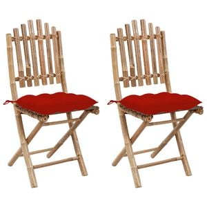vidaXL Chaises pliantes (lot de 2) avec coussins en bambou