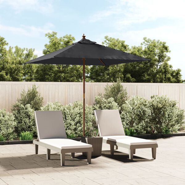 vidaXL Parasol de jardin avec m&acirc;t en bois noir 198x198x231 cm