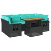 vidaXL Salon de jardin 7 pcs avec coussins noir r&eacute;sine tress&eacute;e