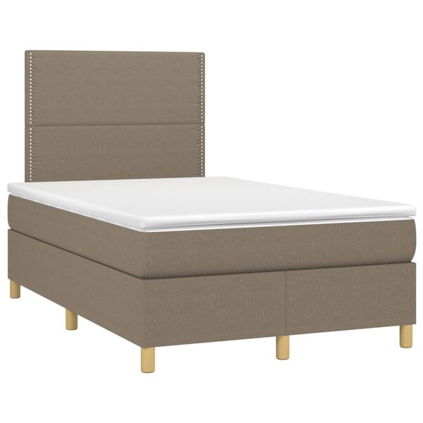 vidaXL Sommier &agrave; lattes de lit et matelas et LED Taupe 120x200cm Tissu