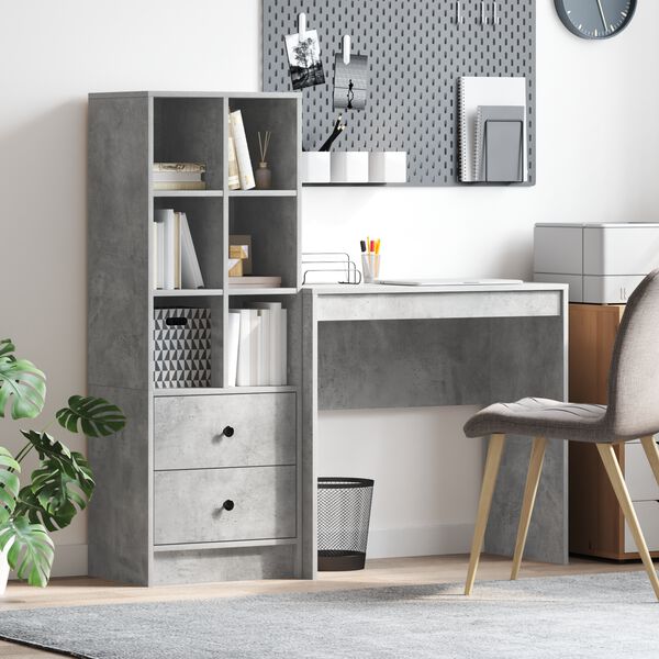 vidaXL Bureau avec tiroir 2 pcs Gris b&eacute;ton