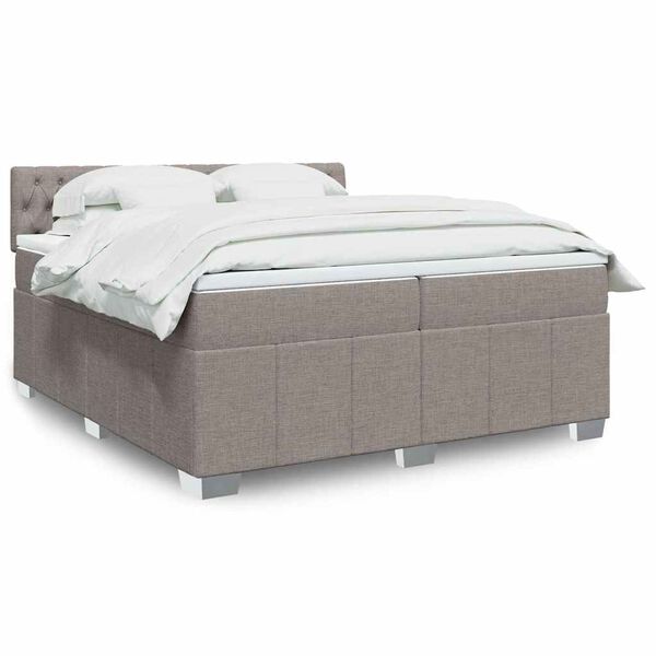 vidaXL Sommier &agrave; lattes de lit avec matelas Taupe 200x200 cm Tissu