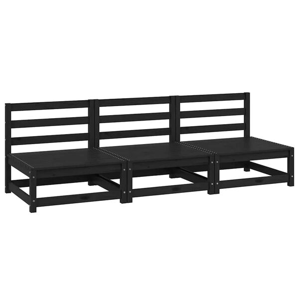 vidaXL Canap&eacute;s centraux de jardin 3 pcs noir bois de pin massif