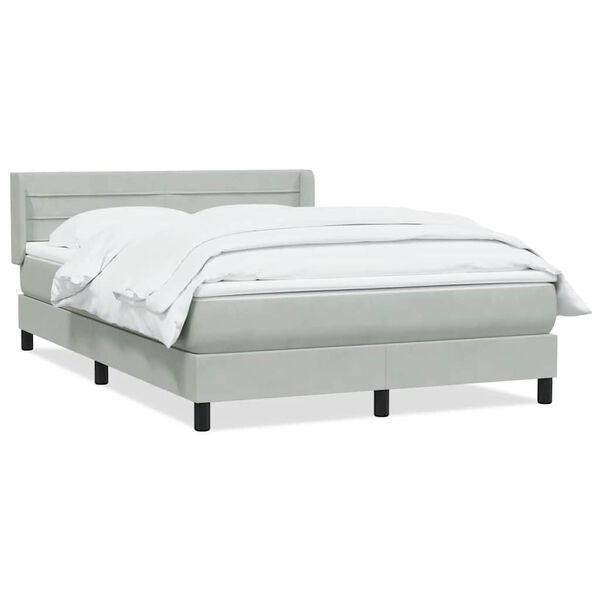 vidaXL Sommier &agrave; lattes de lit et matelas gris clair 140x210cm velours