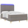 vidaXL Lit &agrave; ressort LED avec matelas Taupe 160 x 200 cm tissu