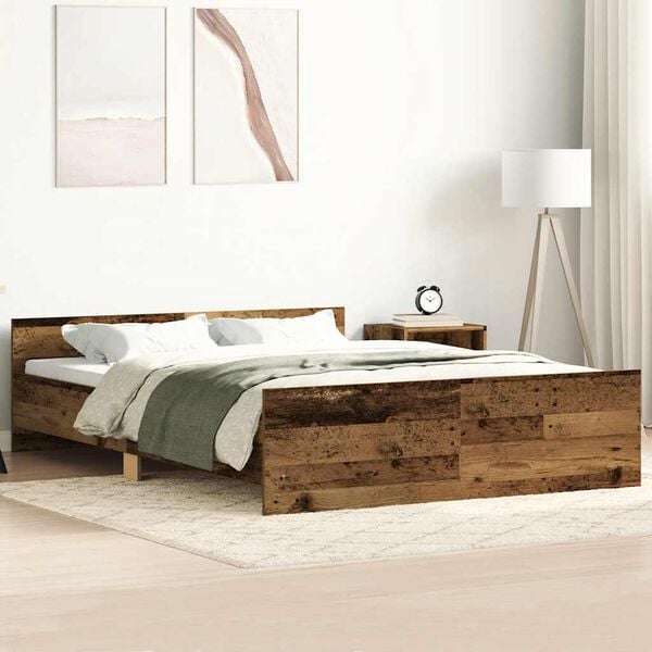 vidaXL Cadre de lit sans matelas vieux bois 150x200 cm bois ing&eacute;nierie