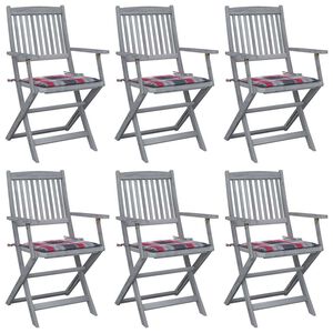 vidaXL Chaises pliantes 6 pi&egrave;ces avec coussins en bois d'acacia massif