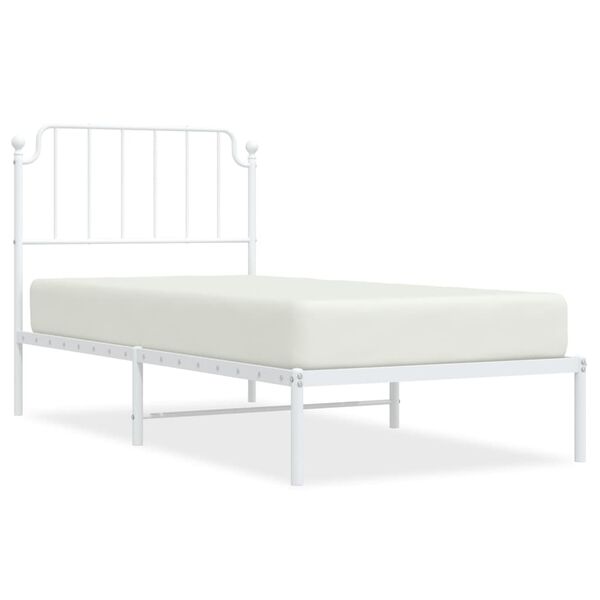 vidaXL Cadre de lit m&eacute;tal sans matelas avec t&ecirc;te de lit blanc 90x190cm