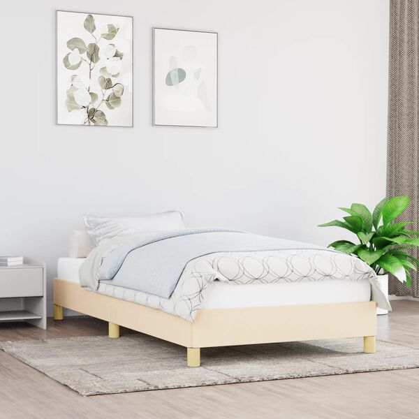 vidaXL Cadre de lit sans matelas cr&egrave;me 90x200 cm tissu