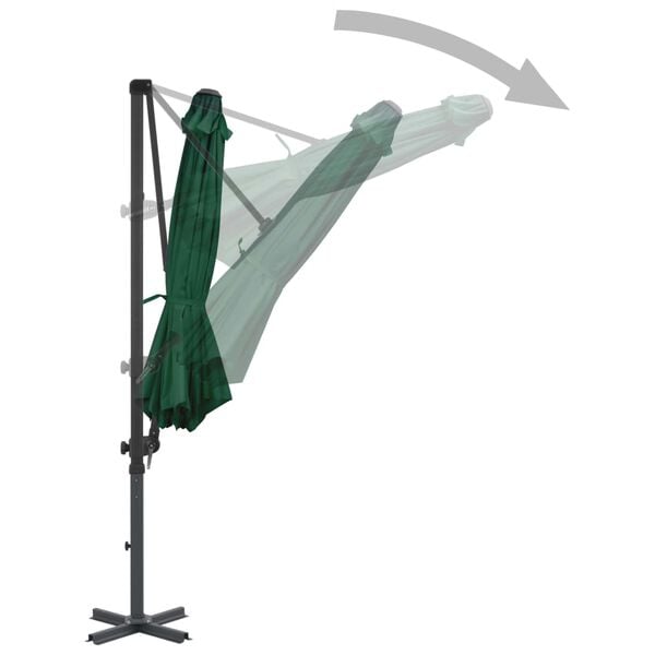 vidaXL Parasol de jardin en porte-&agrave;-faux et poteau en aluminium vert