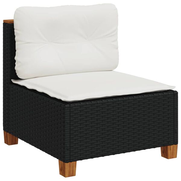 vidaXL Salon de jardin 5 pcs avec coussins noir r&eacute;sine tress&eacute;e