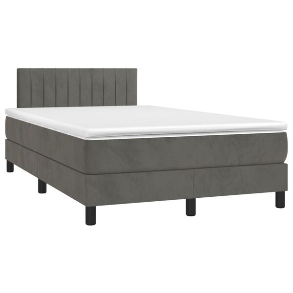 vidaXL Sommier &agrave; lattes de lit avec matelas LED Gris fonc&eacute; 120x200 cm