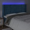 vidaXL T&ecirc;te de lit &agrave; LED Bleu fonc&eacute; 203x16x118/128 cm Velours