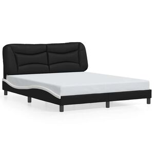 vidaXL Cadre de lit sans matelas Hvar noir et blanc 160x200 cm similicuir