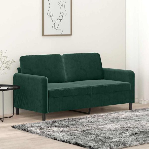 vidaXL Canap&eacute; &agrave; 2 places Vert fonc&eacute; 140 cm Velours