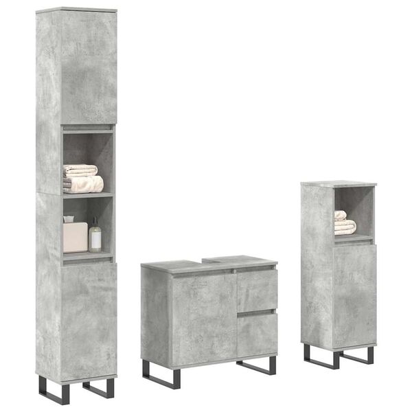 vidaXL Ensemble de meubles de salle de bain 3 pcs gris b&eacute;ton