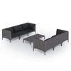 vidaXL Salon de jardin 7 pcs avec coussins R&eacute;sine tress&eacute;e Gris fonc&eacute;
