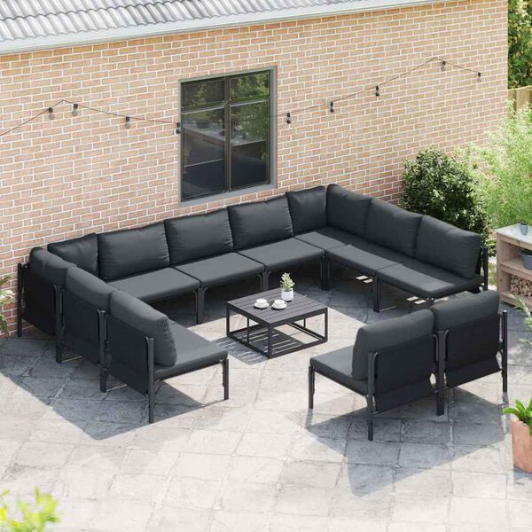 vidaXL Ensemble de canapé de jardin Anthracite Acier