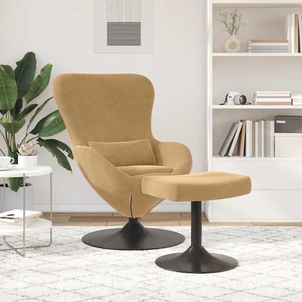 vidaXL Chaise &OElig;uf avec Pouf Marron Velours