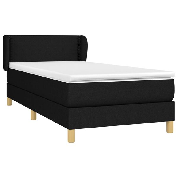 vidaXL Sommier &agrave; lattes de lit avec matelas Noir 100x200 cm Tissu