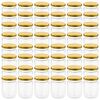 vidaXL 48 pcs Pots &agrave; confiture avec couvercle dor&eacute; Verre 230 ml