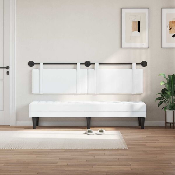 vidaXL T&ecirc;te de lit suspendue Montage mural Blanc 190 x 55 x 5 cm tissu