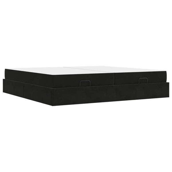 vidaXL Cadre de lit avec matelas avec matelas 2 pcs Noir Velours