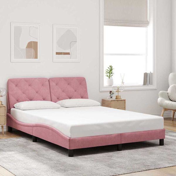 vidaXL Cadre de lit sans matelas rose 140x190 cm velours