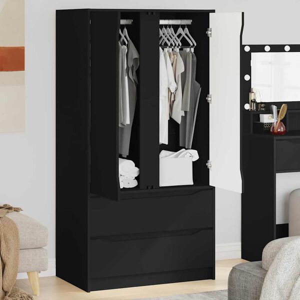vidaXL Cabinet de salle de bain avec tiroir Noir 79,5 x 49 x 156 cm