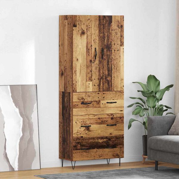 vidaXL Haut Armoire avec tiroir 2 pcs Bois ancien Bois d'ing&eacute;nierie