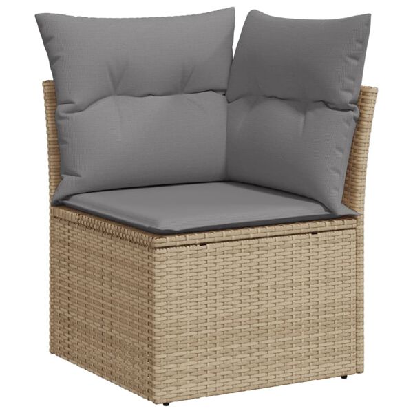 vidaXL Salon de jardin et coussins 13 pcs m&eacute;lange beige r&eacute;sine tress&eacute;e