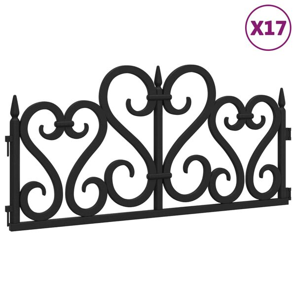 vidaXL Bordures de pelouse 17 pcs Noir 10 m PP