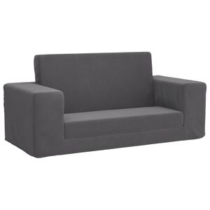 vidaXL Canap&eacute;-lit pour enfants 2 places anthracite peluche douce