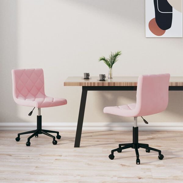 vidaXL Chaises pivotantes &agrave; manger lot de 2 Rose Velours