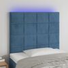vidaXL T&ecirc;te de lit &agrave; LED Bleu fonc&eacute; 80x5x118/128 cm Velours