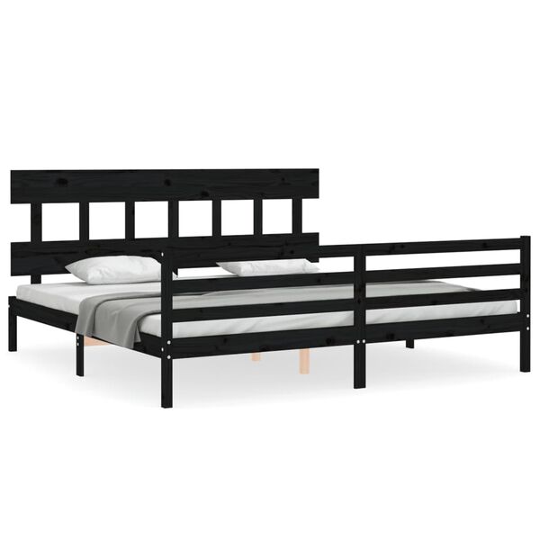 vidaXL Cadre de lit sans matelas noir 200x200 cm bois massif