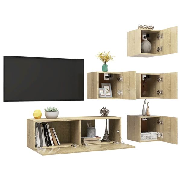 vidaXL Ensemble de meubles TV 5 pcs Chêne sonoma Bois d'ingénierie