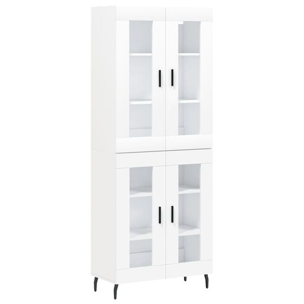 vidaXL Buffet haut Blanc 69,5x34x180 cm Bois d'ing&eacute;nierie