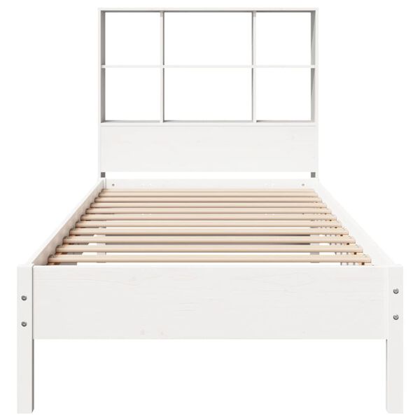 vidaXL Lit biblioth&egrave;que sans matelas blanc 90x200cm bois de pin massif