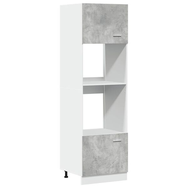 vidaXL Meuble micro-ondes "Lyon" Gris béton 60 x 57 x 207 cm Bois d'ingénierie